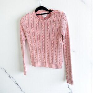 Eddie Bauer Washed Salmon Cable Knit 100% Cotton Sweater